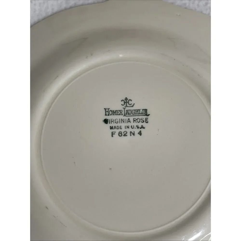 Homer Laughlin VIRGINIA ROSE Porcelain Floral Platinum Trim Bread Plates X4